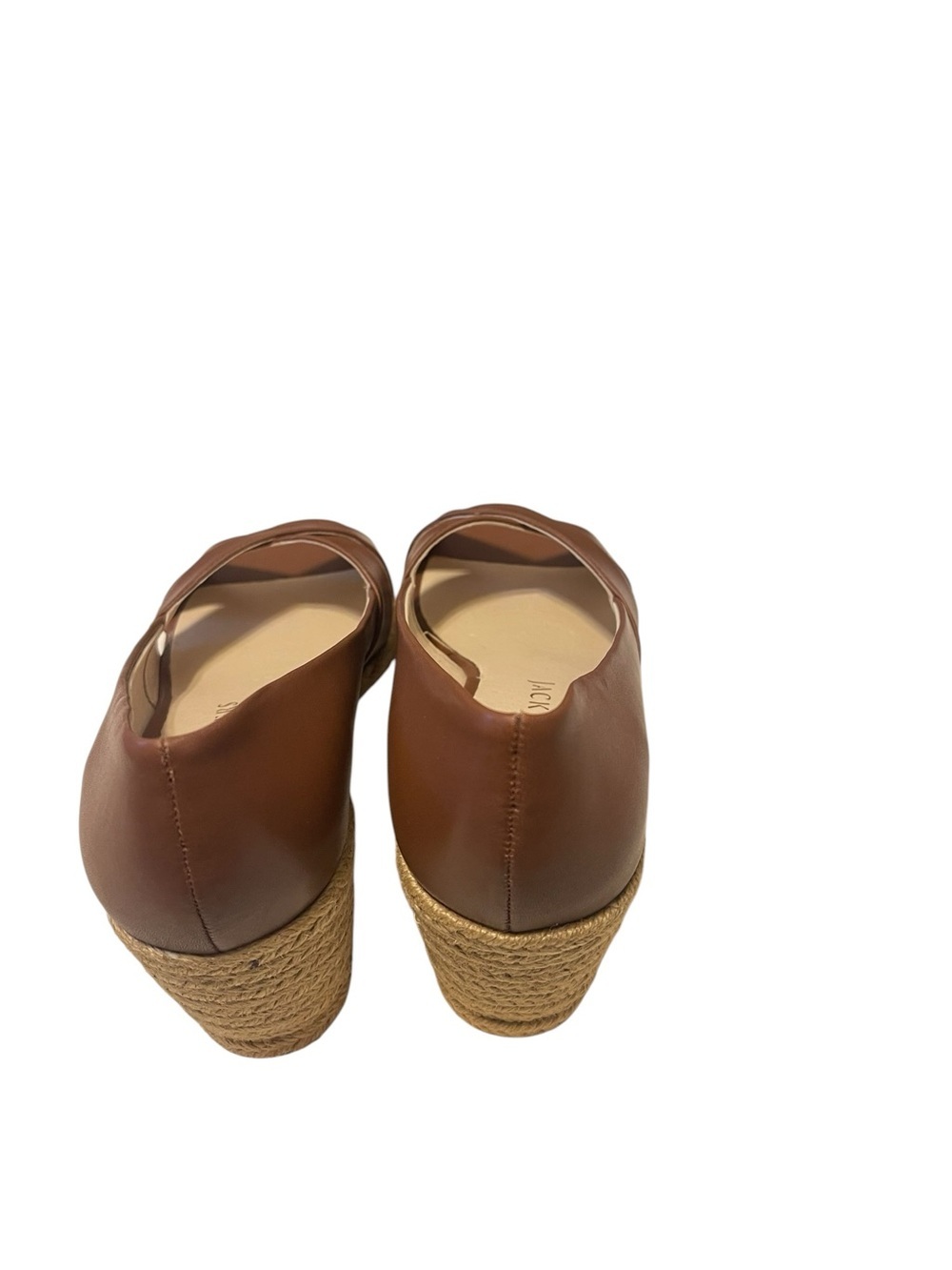 Jack Rogers Brown Leather Crisscross Wedge Espadrille Sandal Preppy sz 9 NIB - Picture 10 of 11